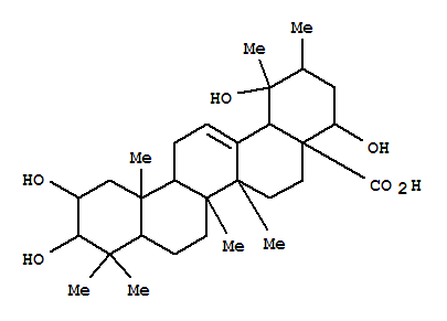Molecular Structure of 146428-61-7 (Urs-12-en-28-oic acid,2,3,19,22-tetrahydroxy-, (2a,3a,22a)- (9CI))