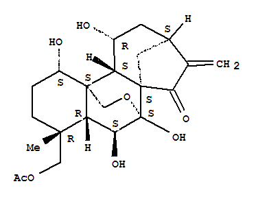Molecular Structure of 146436-17-1 (Kaur-16-en-15-one,18-(acetyloxy)-7,20-epoxy-1,6,7,11-tetrahydroxy-, (1a,4a,6b,7a,11a)-)