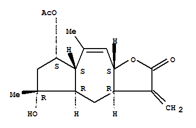 14682-46-3,Gaillardin,1b-Guaia-9,11(13)-dien-12-oic acid,2a,4,8a-trihydroxy-, g-lactone, 2-acetate (8CI);Azuleno[6,5-b]furan-2(3H)-one,7-(acetyloxy)-3a,4,4a,5,6,7,7a,9a-octahydro-5-hydroxy-5,8-dimethyl-3-methylene-,[3aR-(3aa,4aa,5a,7a,7ab,9ab)]-; Gaillardin (7CI); (-)-Gaillardin; Haillardin; NSC 106394