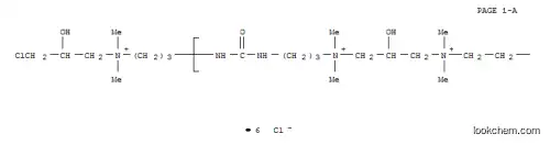 Molecular Structure of 146840-10-0 (Poly[iminocarbonylimino-1,3-propanediyl(dimethyliminio)(2-hydroxy-1,3-propanediyl)(dimethyliminio)-1,2-ethanediyl(dimethyliminio)(2-hydroxy-1,3-propanediyl)(dimethyliminio)-1,3-propanediyltetrachloride], a-[3-[(3-chloro-2-hydroxypropyl)dimethylammonio]propyl]-w-[[[[3-[(3-chloro-2-hydroxypropyl)dimethylammonio]propyl]amino]carbonyl]amino]-,dichloride (9CI))