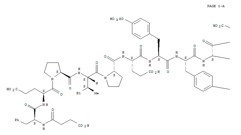 Molecular Structure of 146843-44-9 (L-Glutamine,N-(3-carboxy-1-oxopropyl)-L-phenylalanyl-L-a-glutamyl-L-prolyl-L-isoleucyl-L-prolyl-L-a-glutamyl-O-sulfo-L-tyrosyl-O-sulfo-L-tyrosyl-L-leucyl-(9CI))