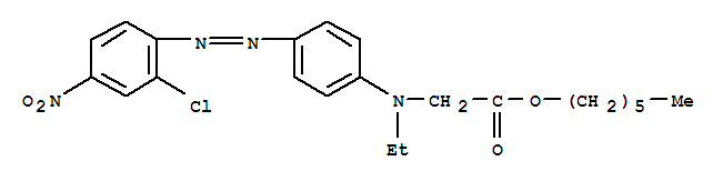 Molecular Structure of 146963-10-2 (Glycine,N-[4-[(2-chloro-4-nitrophenyl)azo]phenyl]-N-ethyl-, hexyl ester (9CI))