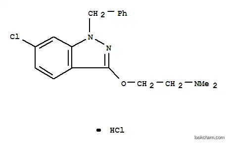 Molecular Structure of 1472-38-4 (2-[(1-benzyl-6-chloro-1H-indazol-3-yl)oxy]-N,N-dimethylethanamine hydrochloride (1:1))