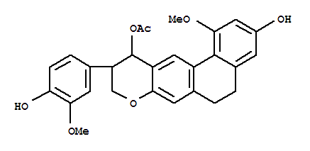 Molecular Structure of 147235-18-5 (5H-Phenanthro[2,3-b]pyran-3,11-diol,6,9,10,11-tetrahydro-10-(4-hydroxy-3-methoxyphenyl)-1-methoxy-, 11-acetate(9CI))