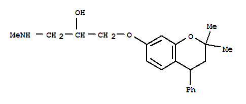 Molecular Structure of 147241-82-5 (2-Propanol,1-[(3,4-dihydro-2,2-dimethyl-4-phenyl-2H-1-benzopyran-7-yl)oxy]-3-(methylamino)-)