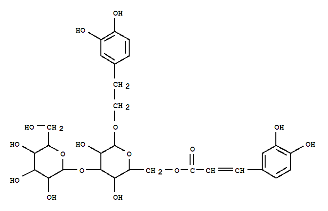 147331-98-4,3,4-Dihydroxyphenethyl 3-O-β-D-glucopyranosyl-6-O-(3,4-dihydroxycinnamoyl)-β-D-glucopyranoside,b-D-Glucopyranoside,2-(3,4-dihydroxyphenyl)ethyl 3-O-b-D-glucopyranosyl-, 6-[3-(3,4-dihydroxyphenyl)-2-propenoate], (E)-;Isoplantamajoside; Plantainoside D