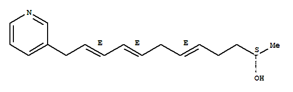 Molecular Structure of 147391-86-4 (5,8,10-Dodecatrien-2-ol,12-(3-pyridinyl)-, (2S,5E,8E,10E)-)
