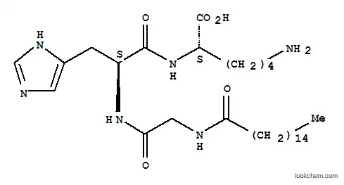 Molecular Structure of 147732-56-7 (L-Lysine, N-(1-oxohexadecyl)glycyl-L-histidyl-)