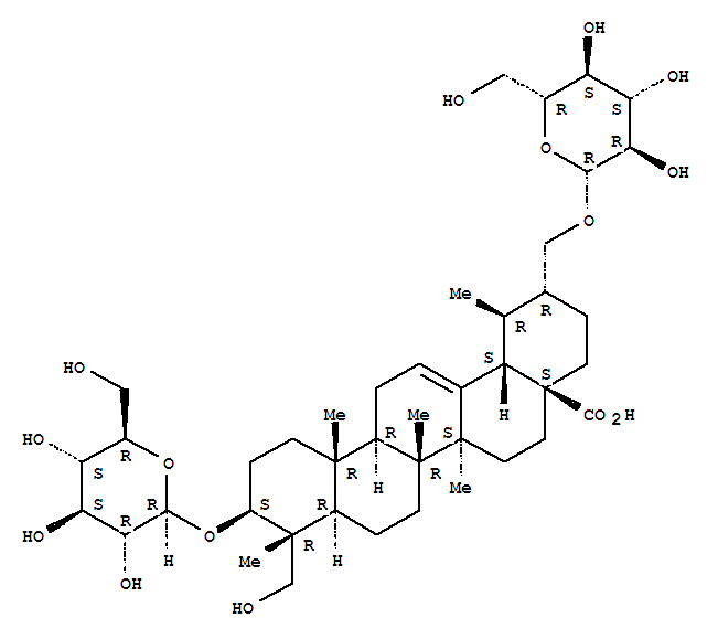 Molecular Structure of 147816-76-0 (Urs-12-en-28-oic acid,3,30-bis(b-D-glucopyranosyloxy)-23-hydroxy-,(3b,4a)- (9CI))