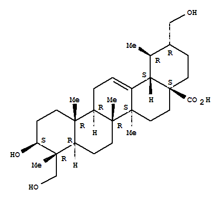 Molecular Structure of 147816-78-2 (Urs-12-en-28-oic acid,3,23,30-trihydroxy-, (3b,4a)- (9CI))