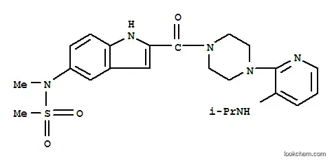 Molecular Structure of 147920-19-2 (N-methyl-N-[2-({4-[3-(propan-2-ylamino)pyridin-2-yl]piperazin-1-yl}carbonyl)-1H-indol-5-yl]methanesulfonamide)