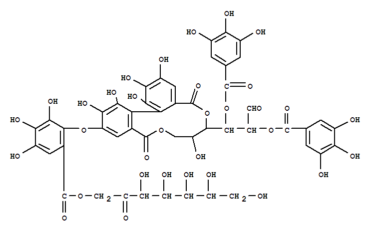 Molecular Structure of 147934-11-0 (D-Glucose, cyclic 4®2:6®2'-[4-(6-carboxy-2,3,4-trihydroxyphenoxy)-4',5,5',6,6'-pentahydroxy[1,1'-biphenyl]-2,2'-dicarboxylate]2,3-bis(3,4,5-trihydroxybenzoate), 1-ester with D-altro-2-heptulose (9CI))