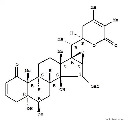 Molecular Structure of 148054-12-0 (Ergosta-2,24-dien-26-oicacid, 15-(acetyloxy)-16,17-epoxy-5,6,14,22-tetrahydroxy-1-oxo-, d-lactone, (5a,6b,14b,15a,16b,17a,22R)-)