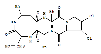 (2R,4R)-N-(2-aminobutanoyl)-N-[(1E,4S,5S)-7-amino-5-formyl-4-hydroxy-1-imino-3,6-dioxo-2-phenylnonan-5-yl]-3,4-dichloropyrrolidine-2-carboxamide (non-preferred name)(148057-23-2)