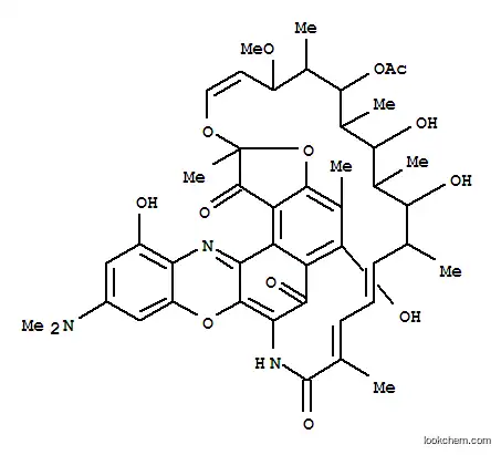 Molecular Structure of 148235-90-9 ((2S,16Z,18E,20S,21S,22R,23R,24R,25S,26R,27S,28E)-10-(dimethylamino)-5,12,21,23-tetrahydroxy-27-methoxy-2,4,16,20,22,24,26-heptamethyl-1,6,15-trioxo-1,2-dihydro-6H,13H-2,7-(epoxypentadeca[1,11,13]trienoazeno)[1]benzofuro[4,5-a]phenoxazin-25-yl acetate)
