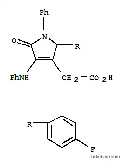 Molecular Structure of 148930-17-0 ([2-(4-fluorophenyl)-5-oxo-1-phenyl-4-(phenylamino)-2,5-dihydro-1H-pyrrol-3-yl]acetic acid)