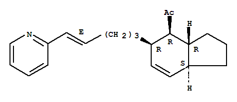 Molecular Structure of 149155-21-5 (Ethanone,1-[(3aR,4R,5R,7aS)-2,3,3a,4,5,7a-hexahydro-5-[(4E)-5-(2-pyridinyl)-4-penten-1-yl]-1H-inden-4-yl]-)