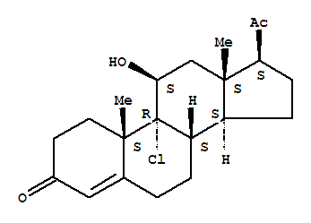 14918-33-3,Pregn-4-ene-3,20-dione,9-chloro-11-hydroxy-, (11b)- (9CI),Pregn-4-ene-3,20-dione,9-chloro-11b-hydroxy- (7CI,8CI);Progesterone, 9-chloro-11b-hydroxy- (6CI); SC 5848