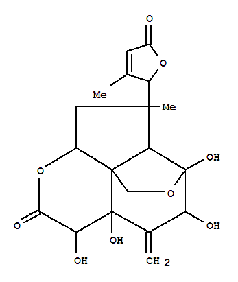 Molecular Structure of 149180-47-2 (3,9-Ethano-1H,3H,7H-furo[3',4':2,3]cyclopenta[1,2-b]pyran-7-one,4-[(2S)-2,5-dihydro-3-methyl-5-oxo-2-furanyl]hexahydro-3,8,9,11-tetrahydroxy-4-methyl-10-methylene-,(3R,3aR,4S,5aR,8R,9R,9aR,11R)- (9CI))