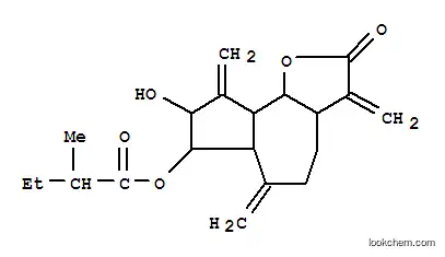 Molecular Structure of 149238-36-8 (Butanoic acid,2-methyl-,dodecahydro-8-hydroxy-3,6,9-tris(methylene)-2-oxoazuleno[4,5-b]furan-7-yl ester(9CI))