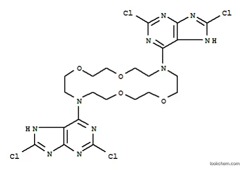 Molecular Structure of 149246-40-2 (1H-Purine,6,6'-(1,4,10,13-tetraoxa-7,16-diazacyclooctadecane-7,16-diyl)bis[2,8-dichloro-(9CI))