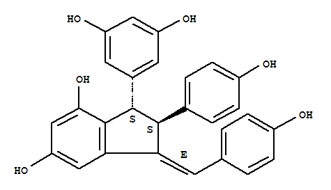 Molecular Structure of 149418-37-1 (1H-Indene-4,6-diol,3-(3,5-dihydroxyphenyl)-2,3-dihydro-2-(4-hydroxyphenyl)-1-[(4-hydroxyphenyl)methylene]-,(1E,2S,3S)-)