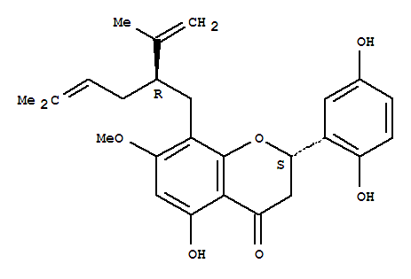 Molecular Structure of 149725-19-9 (4H-1-Benzopyran-4-one,2-(2,5-dihydroxyphenyl)-2,3-dihydro-5-hydroxy-7-methoxy-8-[(2R)-5-methyl-2-(1-methylethenyl)-4-hexen-1-yl]-,(2S)-)
