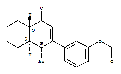 Molecular Structure of 149725-23-5 (1(4H)-Naphthalenone,4-acetyl-3-(1,3-benzodioxol-5-yl)-4a,5,6,7,8,8a-hexahydro-, (4R,4aS,8aS)-rel-)