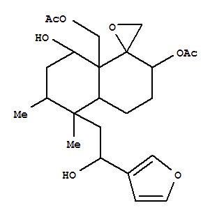 Molecular Structure of 149992-86-9 (Spiro[naphthalene-1(2H),2'-oxirane]-2,8-diol,8a-[(acetyloxy)methyl]-5-[2-(3-furanyl)-2-hydroxyethyl]octahydro-5,6-dimethyl-,2-acetate (9CI))