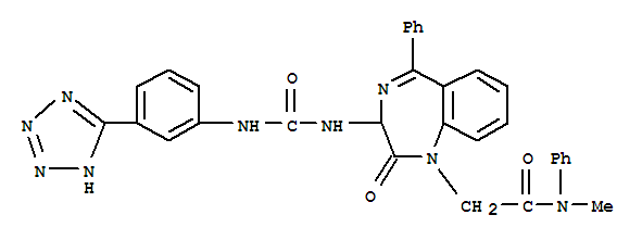 Molecular Structure of 150007-41-3 (1H-1,4-Benzodiazepine-1-acetamide,2,3-dihydro-N-methyl-2-oxo-N,5-diphenyl-3-[[[[3-(2H-tetrazol-5-yl)phenyl]amino]carbonyl]amino]-)