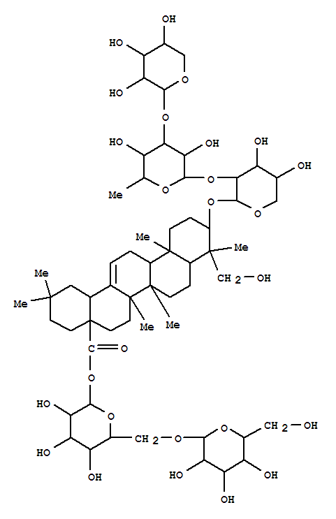 Olean-12-en-28-oicacid, 23-hydroxy-3-[(O-b-D-xylopyranosyl-(1®3)-O-6-deoxy-a-L-mannopyranosyl-(1®2)-a-L-arabinopyranosyl)oxy]-, 6-O-b-D-glucopyranosyl-b-D-glucopyranosyl ester, (3b,4a)-