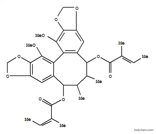 Molecular Structure of 150132-86-8 (2-Butenoic acid,2-methyl-,(5R,6R,7S,8R,13aS)-5,6,7,8-tetrahydro-13,14-dimethoxy-6,7-dimethylcycloocta[1,2-f:3,4-f']bis[1,3]benzodioxole-5,8-diylester, (2Z,2'Z)-)