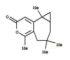 Molecular Structure of 150375-22-7 (2H-Cyclopropa[3,4]cyclohepta[1,2-c]pyran-2-one,5,6,7,7a,8,8a-hexahydro-4,6,6,8a-tetramethyl-, (7aS,8aR)- (9CI))