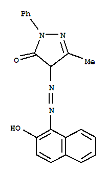 Molecular Structure of 15073-39-9 (3H-Pyrazol-3-one,2,4-dihydro-4-[2-(2-hydroxy-1-naphthalenyl)diazenyl]-5-methyl-2-phenyl-)