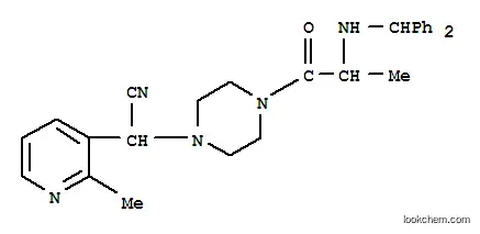 Molecular Structure of 150812-44-5 (2-(N-(diphenylmethyl)amino)propanoic acid-4-((2-methyl-3-pyridinyl)cyanomethyl)piperazine)