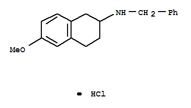 Molecular Structure of 150871-47-9 (2-Naphthalenamine,1,2,3,4-tetrahydro-6-methoxy-N-(phenylmethyl)-, hydrochloride (1:1))