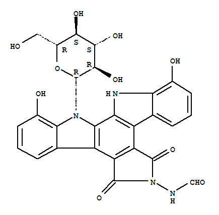 Molecular Structure of 151069-12-4 (Formamide, N-(12-b-D-glucopyranosyl-5,7,12,13-tetrahydro-1,11-dihydroxy-5,7-dioxo-6H-indolo[2,3-a]pyrrolo[3,4-c]carbazol-6-yl)-)