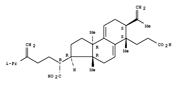 Molecular Structure of 151200-89-4 (1H-Benz[e]indene-6-propanoicacid,3-[(1R)-1-carboxy-5-methyl-4-methylenehexyl]-2,3,3a,4,6,7,8,9b-octahydro-3a,6,9b-trimethyl-7-(1-methylethenyl)-,(3R,3aR,6S,7S,9bR)-)