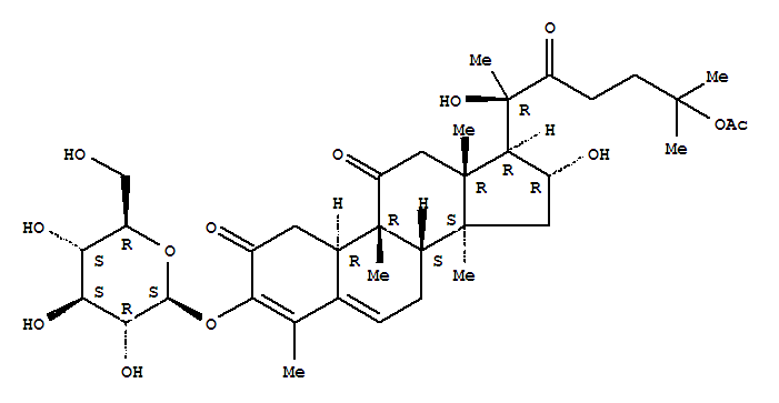 Molecular Structure of 151466-41-0 (19-Norcholesta-3,5-diene-2,11,22-trione,25-(acetyloxy)-3-(b-D-glucopyranosyloxy)-16,20-dihydroxy-4,9,14-trimethyl-, (9b,10a,16a)- (9CI))