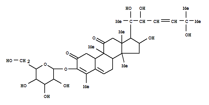 Molecular Structure of 151466-45-4 (19-Norcholesta-3,5,23-triene-2,11-dione,3-(b-D-glucopyranosyloxy)-16,20,22,25-tetrahydroxy-4,9,14-trimethyl-,(9b,10a,16a,23E)- (9CI))