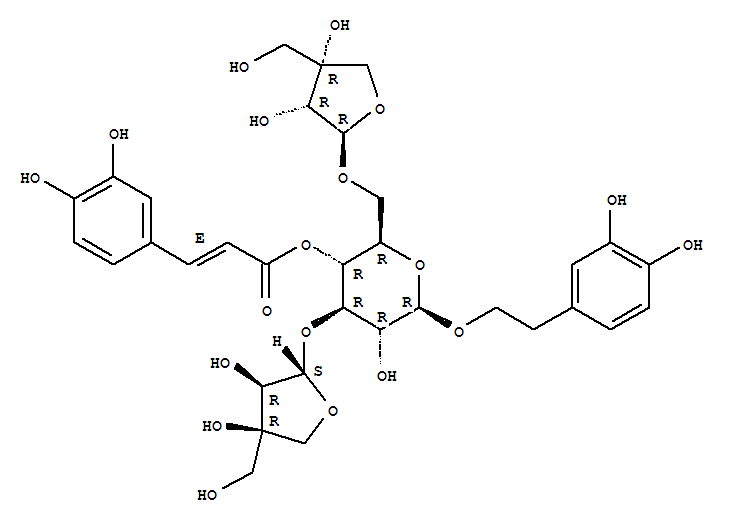 Molecular Structure of 151513-65-4 (b-D-Glucopyranoside,2-(3,4-dihydroxyphenyl)ethyl O-D-apio-b-D-furanosyl-(1®3)-O-[D-apio-b-D-furanosyl-(1®6)]-, 4-[(2E)-3-(3,4-dihydroxyphenyl)-2-propenoate](9CI))
