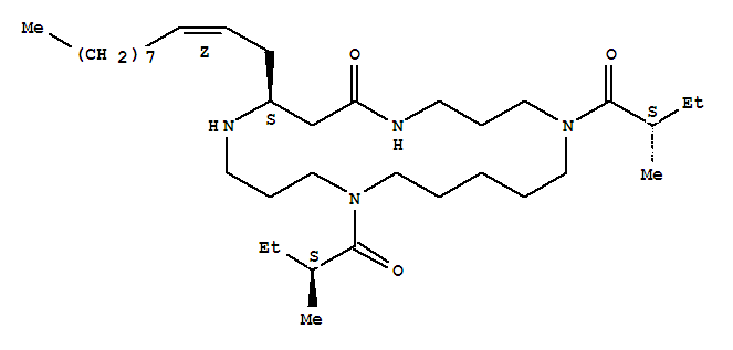 Molecular Structure of 151756-67-1 (1,5,9,13-Tetraazacyclooctadecan-6-one,1,13-bis[(2S)-2-methyl-1-oxobutyl]-8-(2Z)-2-undecen-1-yl-, (8S)-)