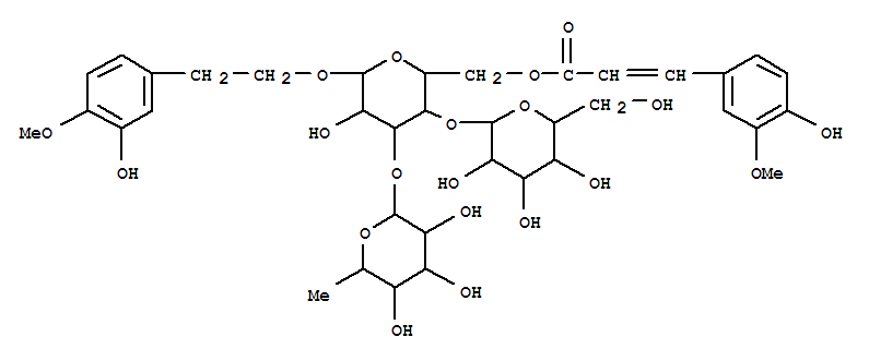 Molecular Structure of 151898-56-5 (b-D-Glucopyranoside,2-(3-hydroxy-4-methoxyphenyl)ethyl O-6-deoxy-a-L-mannopyranosyl-(1®3)-O-[b-D-glucopyranosyl-(1®4)]-, 6-[(2E)-3-(4-hydroxy-3-methoxyphenyl)-2-propenoate] (9CI))