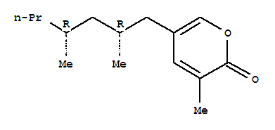 Molecular Structure of 152045-07-3 (2H-Pyran-2-one,5-[(2R,4R)-2,4-dimethylheptyl]-3-methyl-)