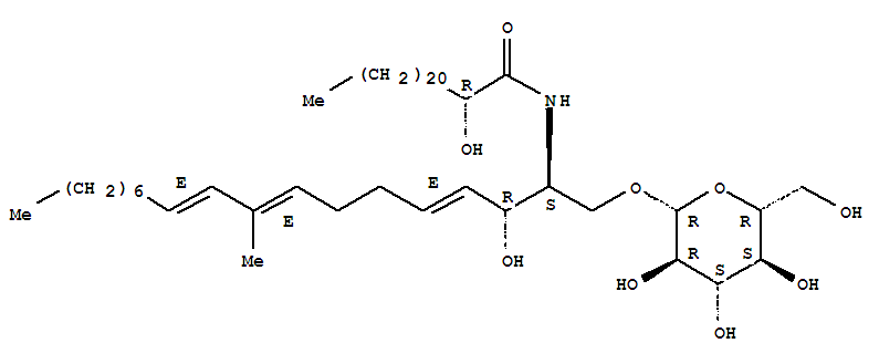 Molecular Structure of 152247-28-4 (Tricosanamide,N-[(1S,2R,3E,7E,9E)-1-[(b-D-glucopyranosyloxy)methyl]-2-hydroxy-8-methyl-3,7,9-heptadecatrien-1-yl]-2-hydroxy-,(2R)-)