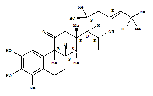 Molecular Structure of 152340-34-6 (19-Norcholesta-1,3,5(10),23-tetraen-11-one,2,3,16,20,25-pentahydroxy-4,9,14-trimethyl-, (9b,16a,23E)- (9CI))