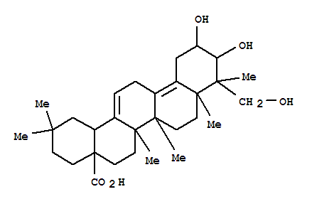 Molecular Structure of 152340-62-0 (25-Noroleana-9,12-dien-28-oicacid, 2,3,23-trihydroxy-5-methyl-, (2b,3b,4a,5b)- (9CI))