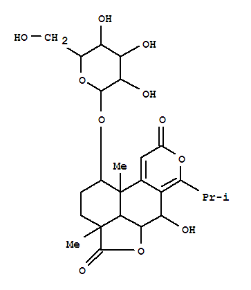 Molecular Structure of 152340-66-4 (4H,9H-Furo[2',3',4':4,5]naphtho[2,1-c]pyran-4,9-dione,1-(b-D-glucopyranosyloxy)-1,2,3,3a,5a,6,10b,10c-octahydro-6-hydroxy-3a,10b-dimethyl-7-(1-methylethyl)-,(1R,3aS,5aS,6R,10bS,10cR)- (9CI))