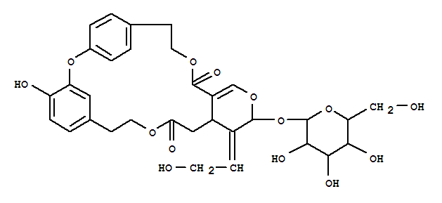 152434-57-6,16,19-Etheno-10,14-metheno-6H,14H,23H-pyrano[4,3-d][1,7,14]trioxacycloheneicosin-6,23-dione,3-(b-D-glucopyranosyloxy)-3,4,4a,5,8,9,20,21-octahydro-13-hydroxy-4-(hydroxyethylidene)-,(3S,4E,4aS)- (9CI),16,19-Etheno-10,14-metheno-6H,14H,23H-pyrano[4,3-d][1,7,14]trioxacycloheneicosin-6,23-dione,3-(b-D-glucopyranosyloxy)-3,4,4a,5,8,9,20,21-octahydro-13-hydroxy-4-(hydroxyethylidene)-,[3S-(3R*,4E,4aR*)]-; Uhdoside B