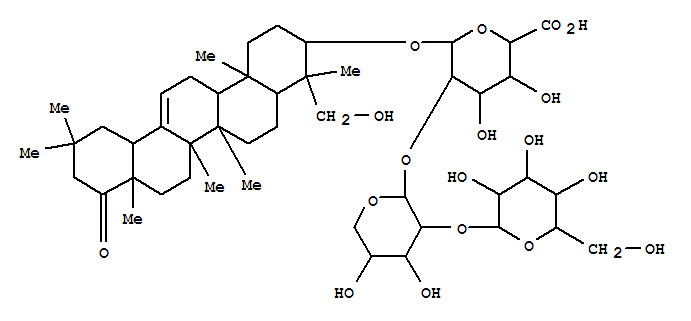 Molecular Structure of 152505-08-3 (b-D-Glucopyranosiduronic acid, (3b,4b)-23-hydroxy-22-oxoolean-12-en-3-yl O-b-D-glucopyranosyl-(1®2)-O-a-L-arabinopyranosyl-(1®2)- (9CI))